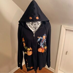 Karen Scott Sport Full Zip Up Sweater Women’s Medium Black Embroidered Halloween